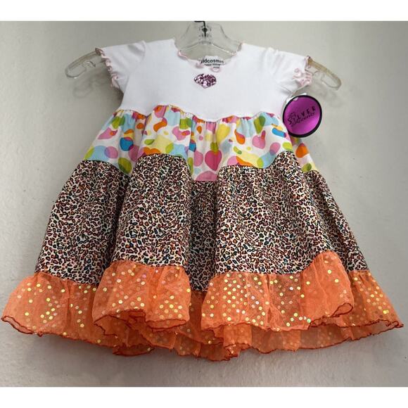 Rainbow baby Dress Mix Print Ruffle Casual Short Sleeve toddler size 2T - Picture 2 of 9